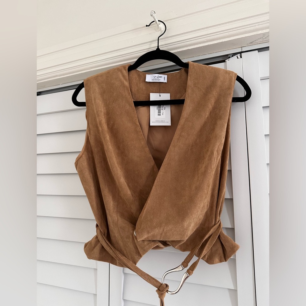 Brown Sleeveless Suede Cowgirl Wrap Top